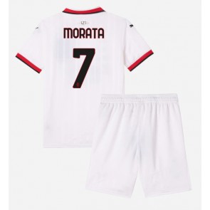 AC Milan Alvaro Morata #7 Borta Kläder Barn 2024-25 Kortärmad (+ Korta byxor)